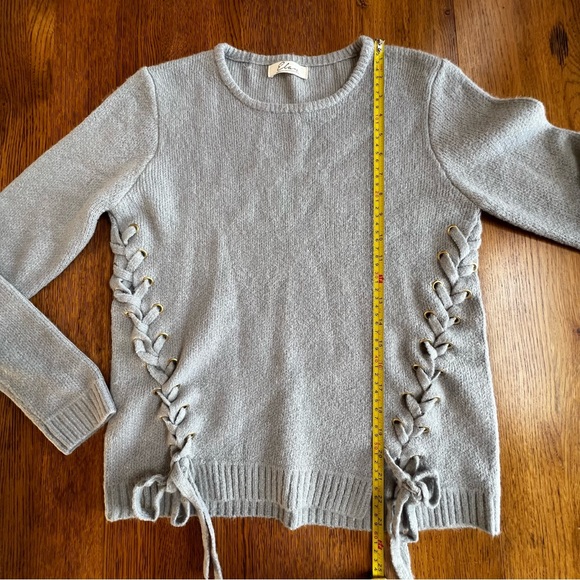 ⭐️ Elan Lace Up Chunky Sweater Heather Gray Crew Neck Size SMALL - Picture 10 of 12